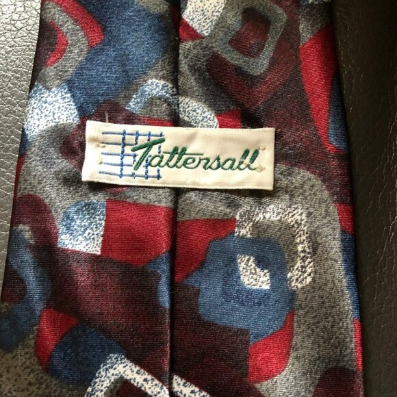 Tattersall Tie Abstract 60" Iridescent Blue Red - Picture 2 of 3